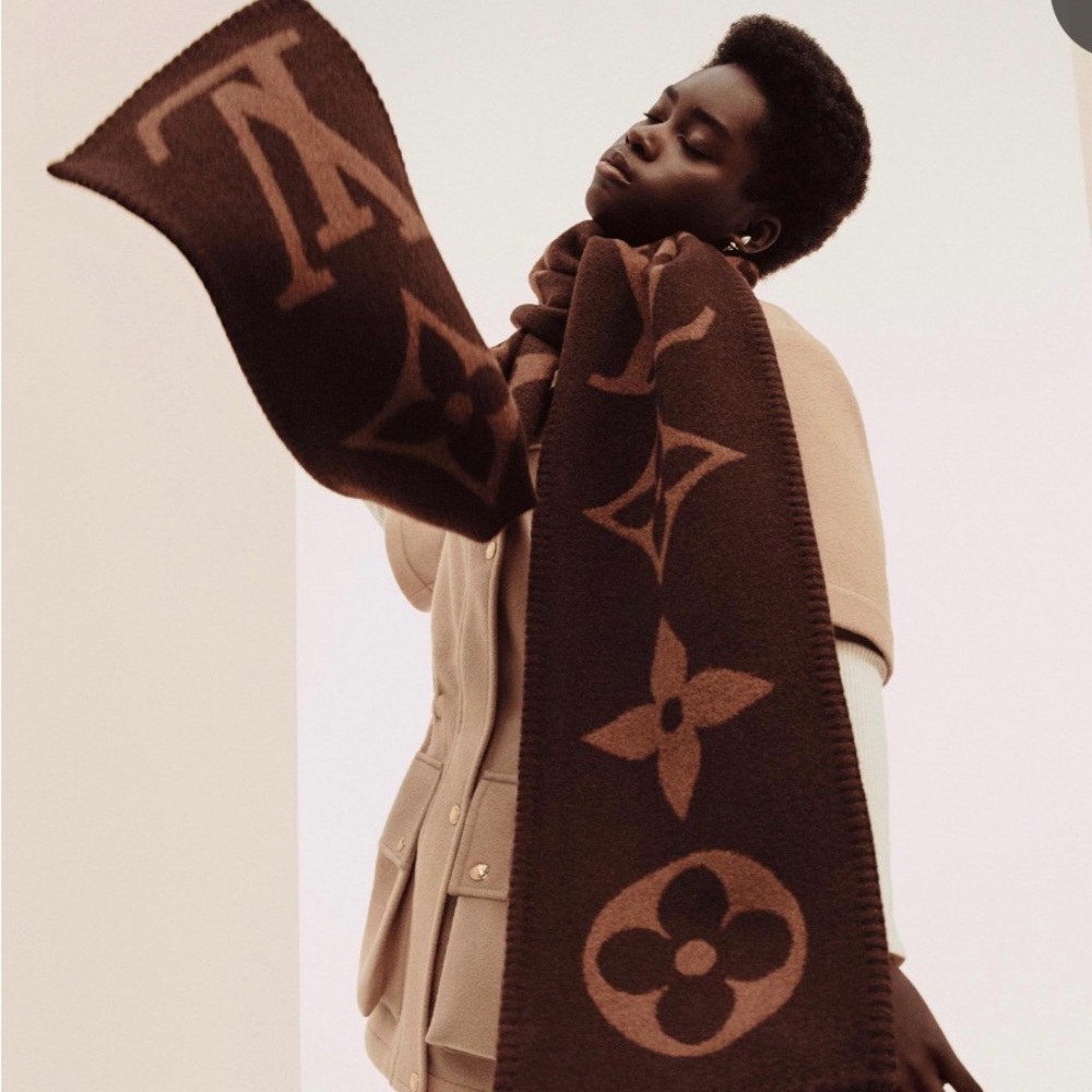 Louis Vuitton Dark Brown Monogram Scarf (faux)